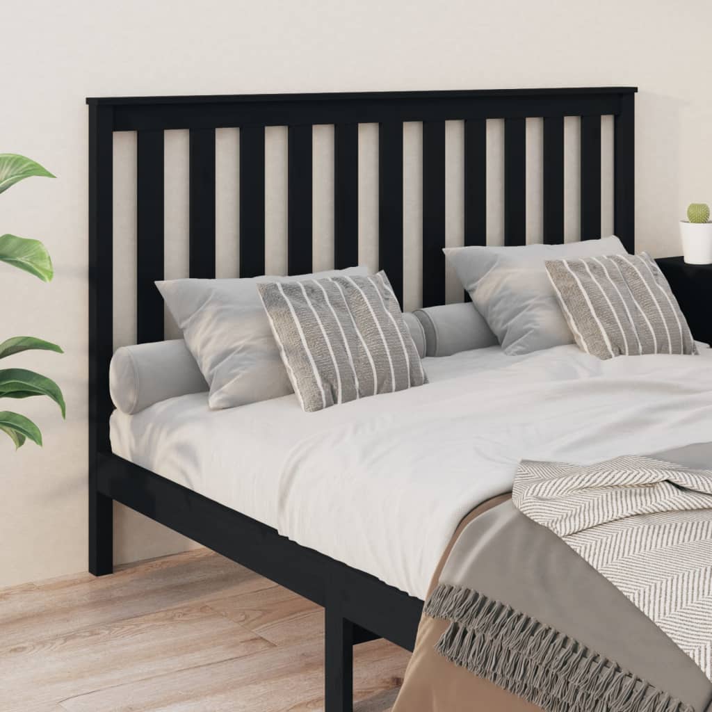 vidaXL Bed Headboard Black 166x6x101 cm Solid Wood Pine