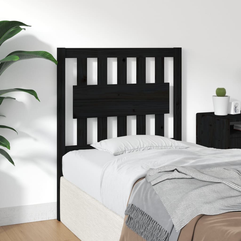 vidaXL Bed Headboard | Black | Solid Pinewood | 100cm x 80.5cm