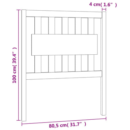 vidaXL Bed Headboard | Black | Solid Pinewood | 100cm x 80.5cm