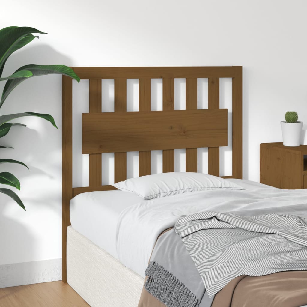 vidaXL Bed Headboard | Honey brown | Solid pinewood | Decorative Inlays