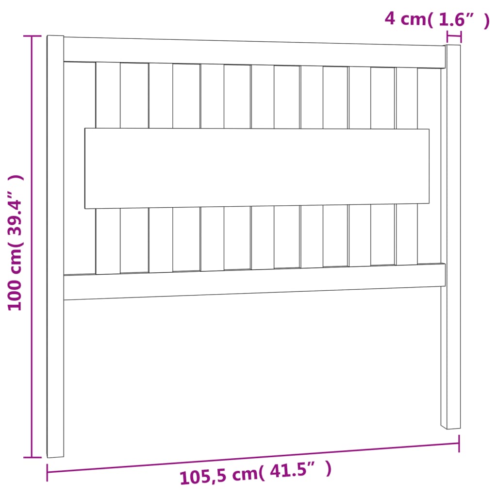vidaXL Bed Headboard 105.5x4x100 cm Solid Wood Pine