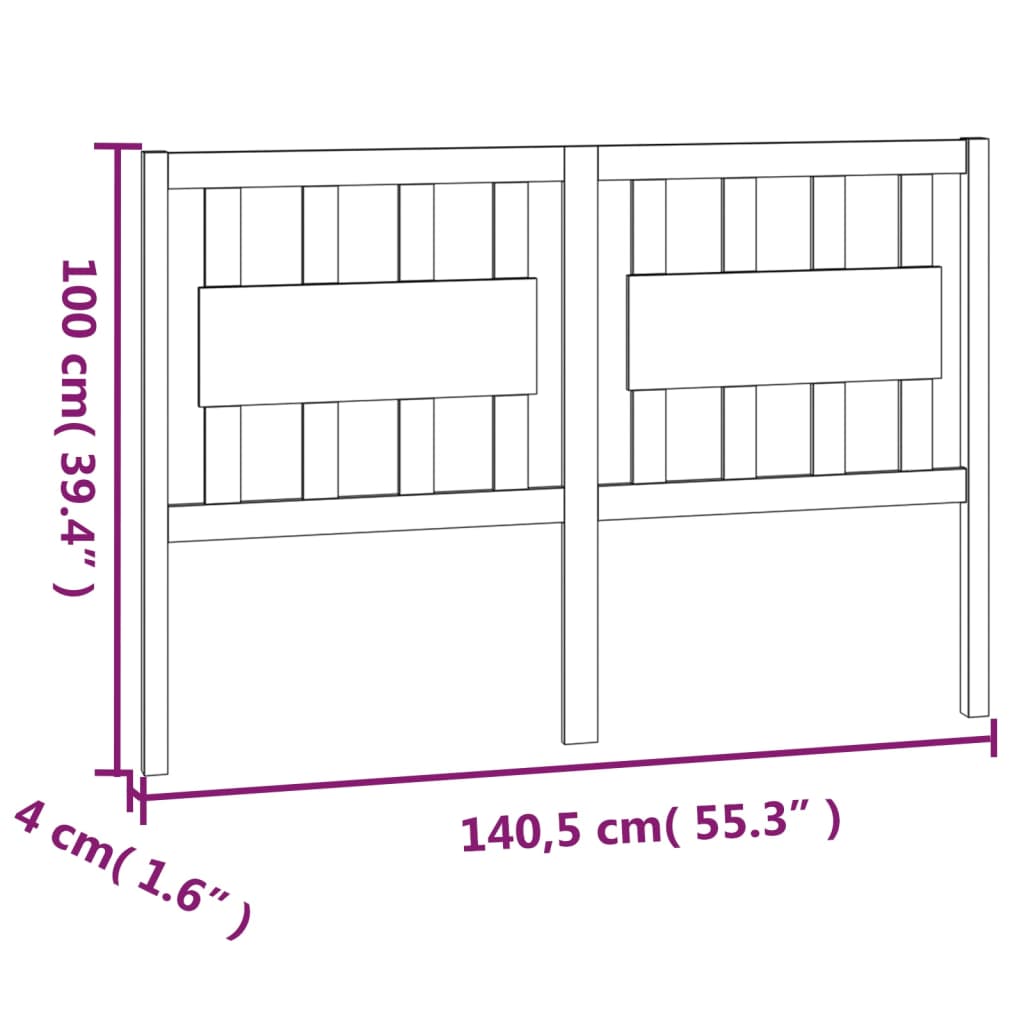 vidaXL Bed Headboard | Natural Pine | Solid pinewood (untreated) | 140.5 cm wide
