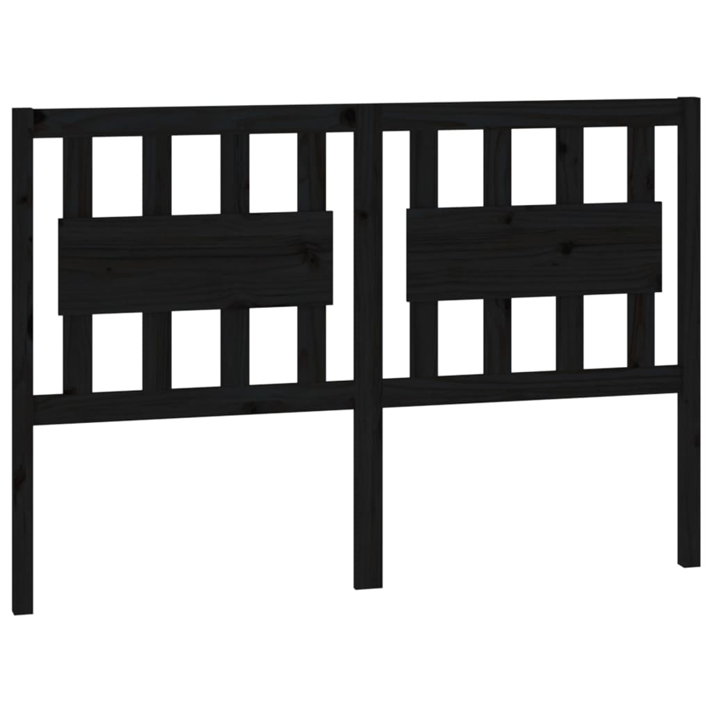 vidaXL Bed Headboard | Black | Solid Pine Wood | 145.5x4x100 cm