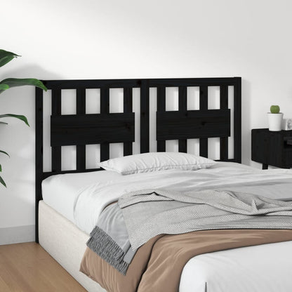 vidaXL Bed Headboard | Black | Solid Pine Wood | 145.5x4x100 cm