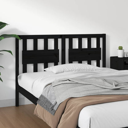 vidaXL Bed Headboard | Black | Solid Pine Wood | 145.5x4x100 cm