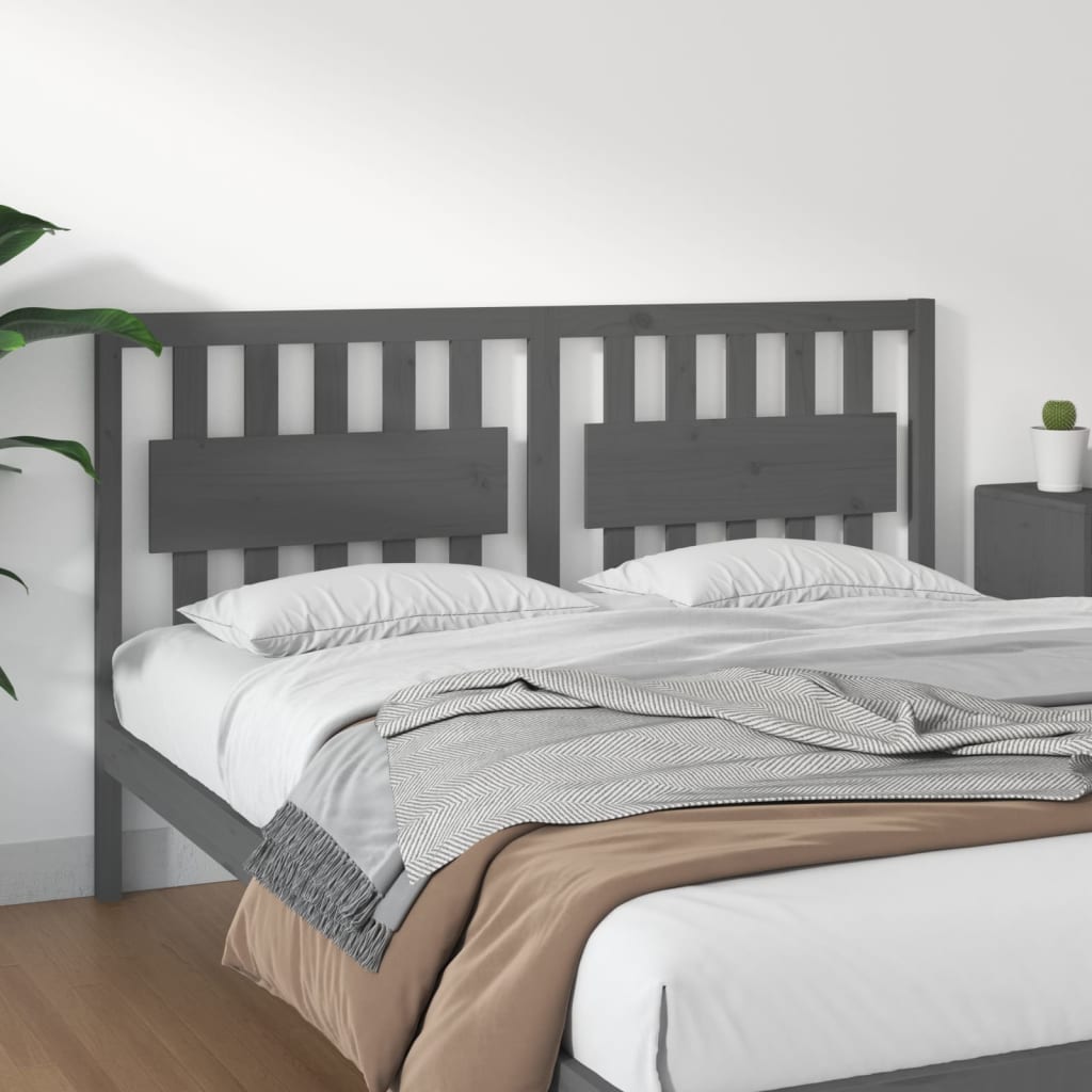 vidaXL Bed Headboard | Grey | Solid pine wood | 155.5x4x100 cm