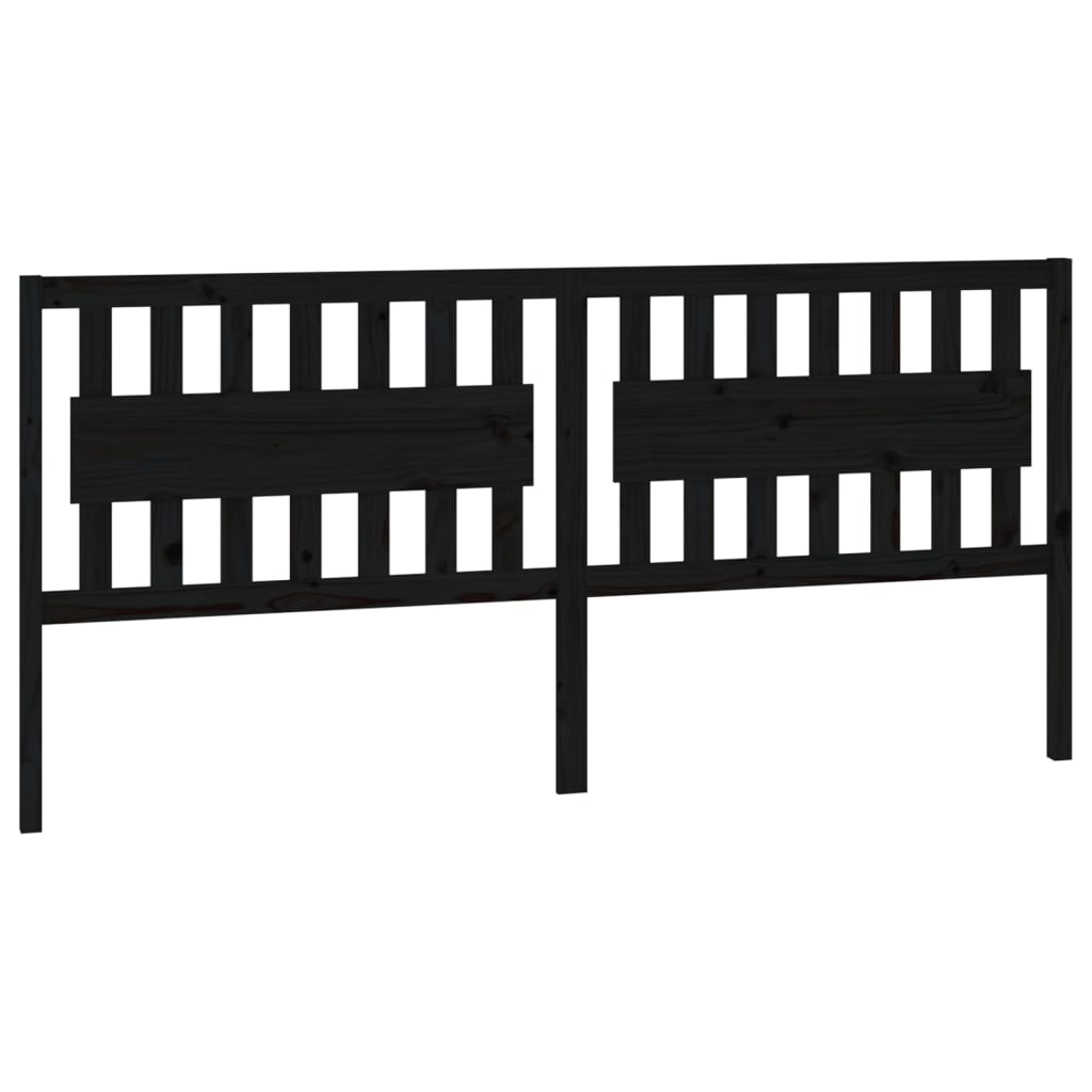 vidaXL Bed Headboard | Black | Solid Pine Wood | Large | Decorative Inlays