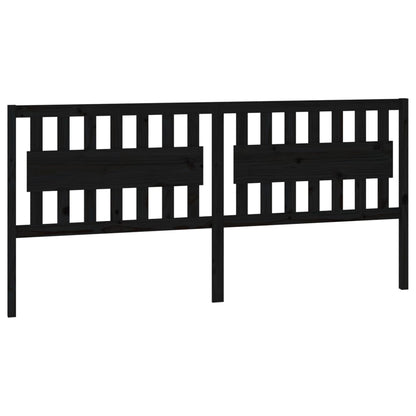 vidaXL Bed Headboard | Black | Solid Pine Wood | Large | Decorative Inlays