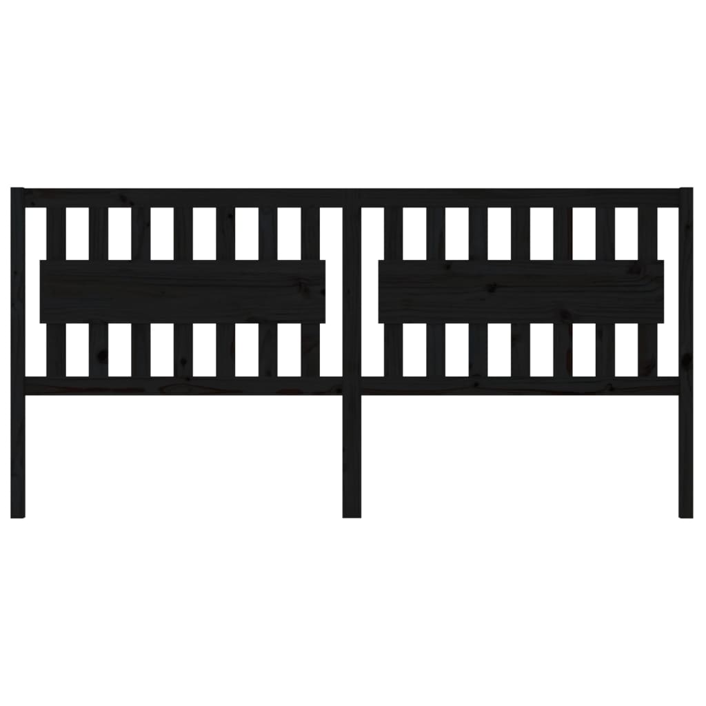 vidaXL Bed Headboard | Black | Solid Pine Wood | Large | Decorative Inlays