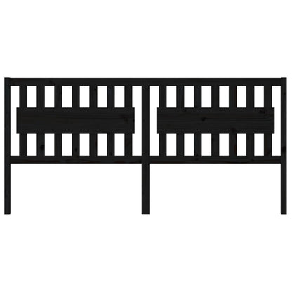 vidaXL Bed Headboard | Black | Solid Pine Wood | Large | Decorative Inlays