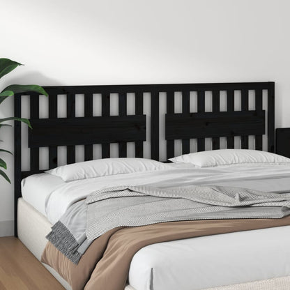 vidaXL Bed Headboard | Black | Solid Pine Wood | Large | Decorative Inlays