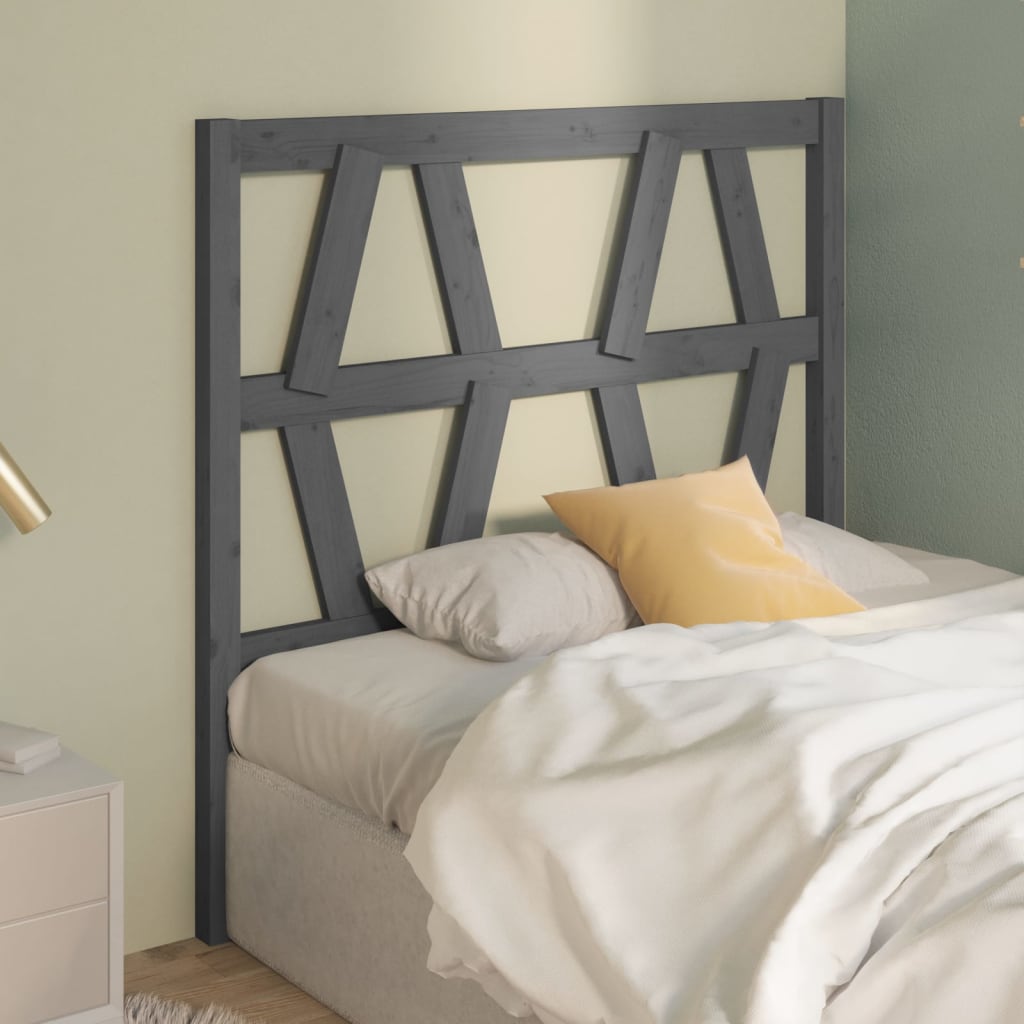 vidaXL Bed Headboard | Grey | Solid pinewood | 81 x 4 x 100 cm