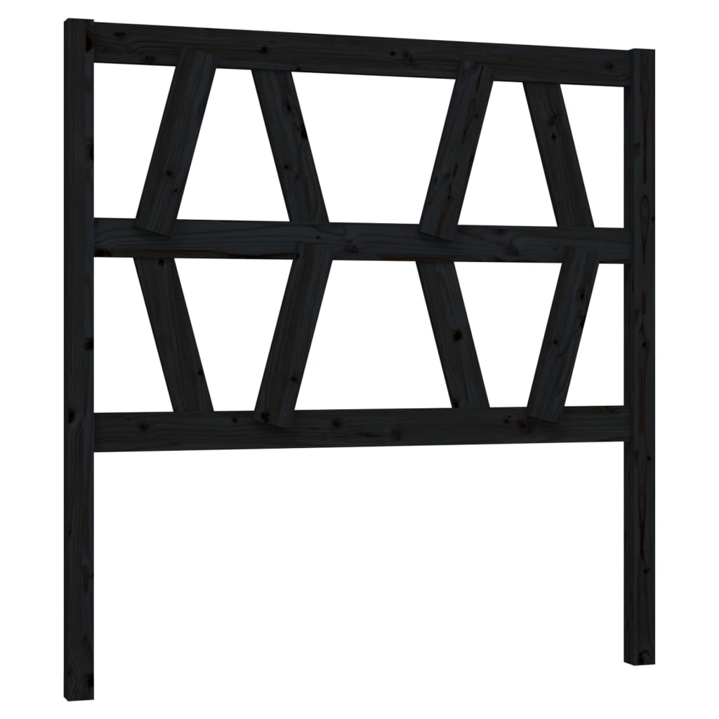 vidaXL Bed Headboard | Black | Solid Pine Wood | Single size | Decorative Inlays