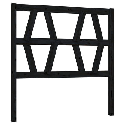 vidaXL Bed Headboard | Black | Solid Pine Wood | Single size | Decorative Inlays