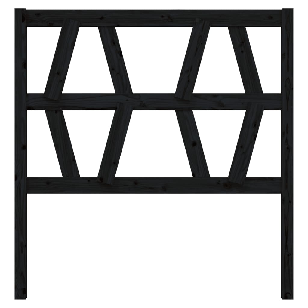 vidaXL Bed Headboard | Black | Solid Pine Wood | Single size | Decorative Inlays