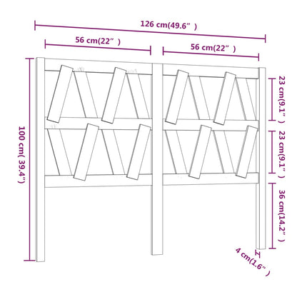 vidaXL Bed Headboard | White | Solid pine wood | 126x4x100 cm