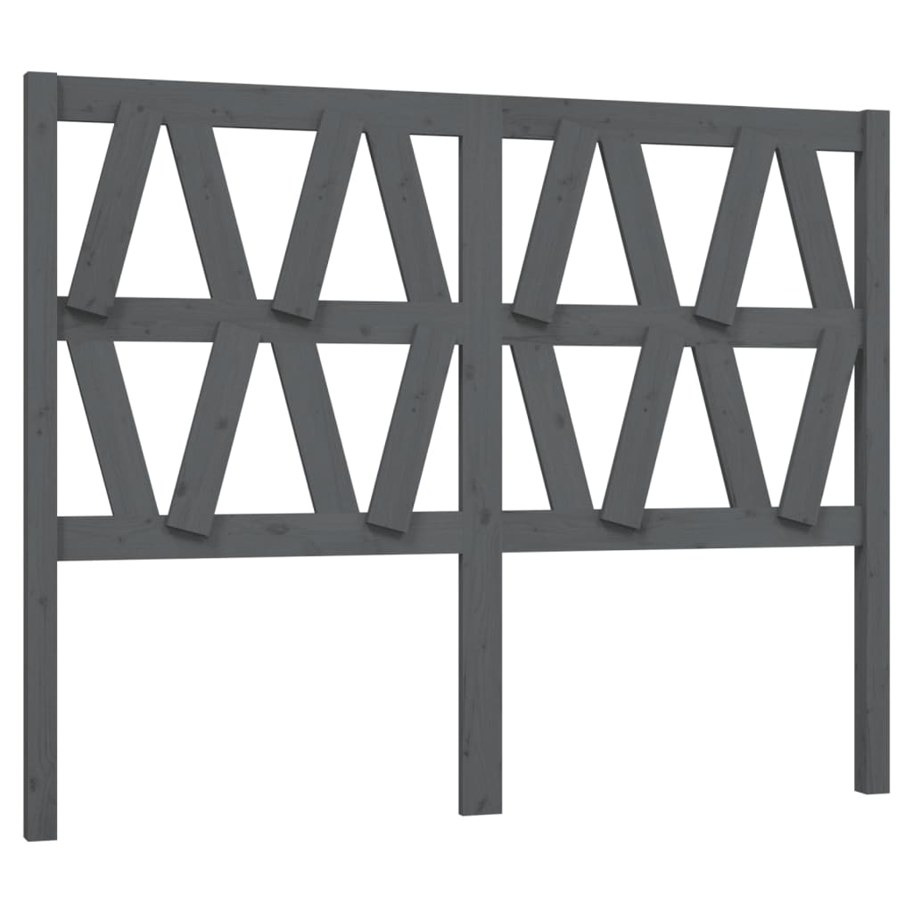 vidaXL Bed Headboard | Grey | Solid pine wood | 126 x 4 x 100 cm