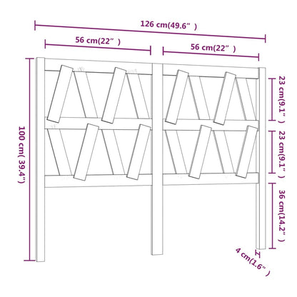 vidaXL Bed Headboard | Grey | Solid pine wood | 126 x 4 x 100 cm