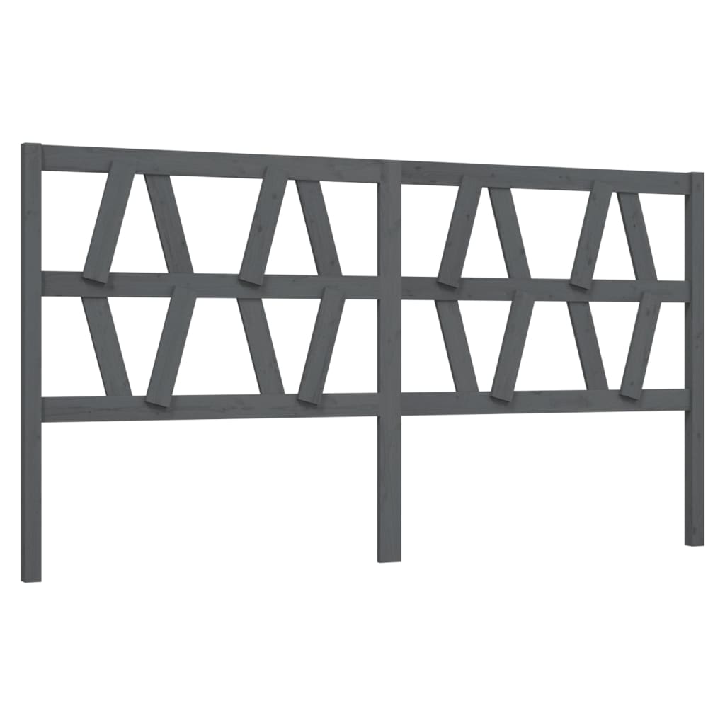 vidaXL Bed Headboard | Grey | Solid pine wood | 206x4x100 cm | Decorative Inlays
