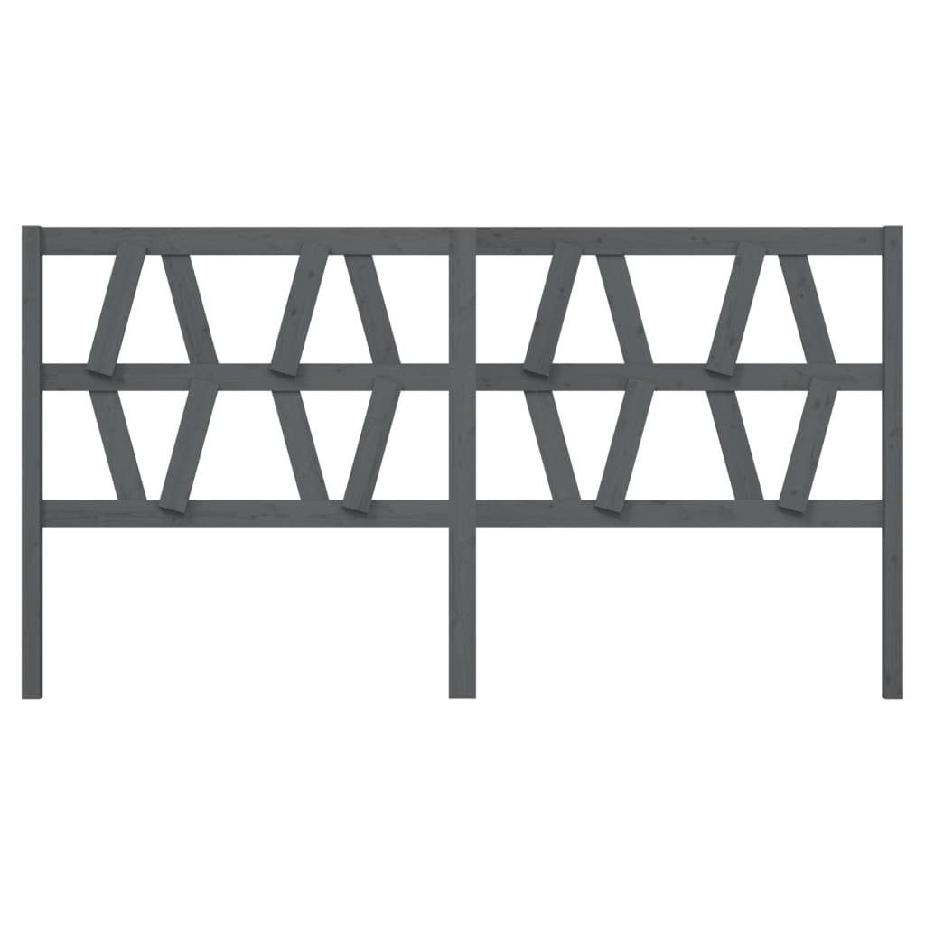 vidaXL Bed Headboard | Grey | Solid pine wood | 206x4x100 cm | Decorative Inlays