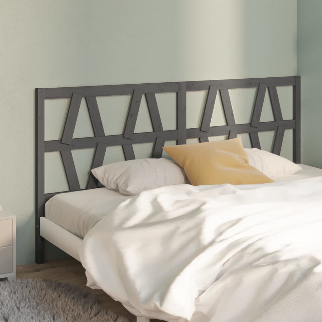 vidaXL Bed Headboard | Grey | Solid pine wood | 206x4x100 cm | Decorative Inlays