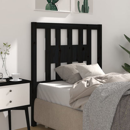 vidaXL Headboard | Black | Solid Pine Wood | Standard | Headboard | Rectangular