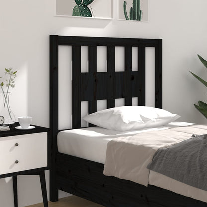 vidaXL Headboard | Black | Solid Pine Wood | Standard | Headboard | Rectangular