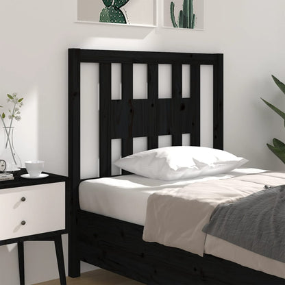 vidaXL Headboard | Black | Solid pine wood | 96x4x100 cm | Decorative Inlays
