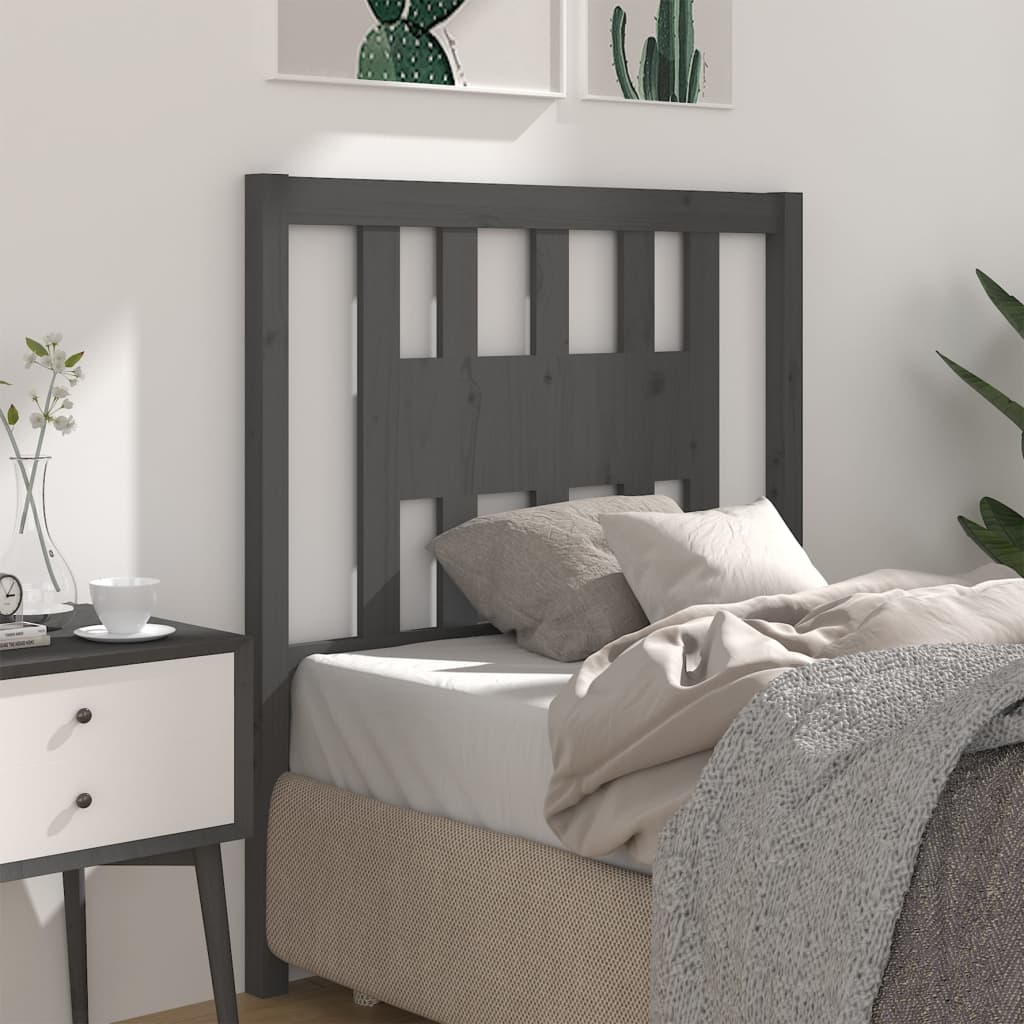 vidaXL Headboard Grey 106x4x100 cm Solid Wood Pine