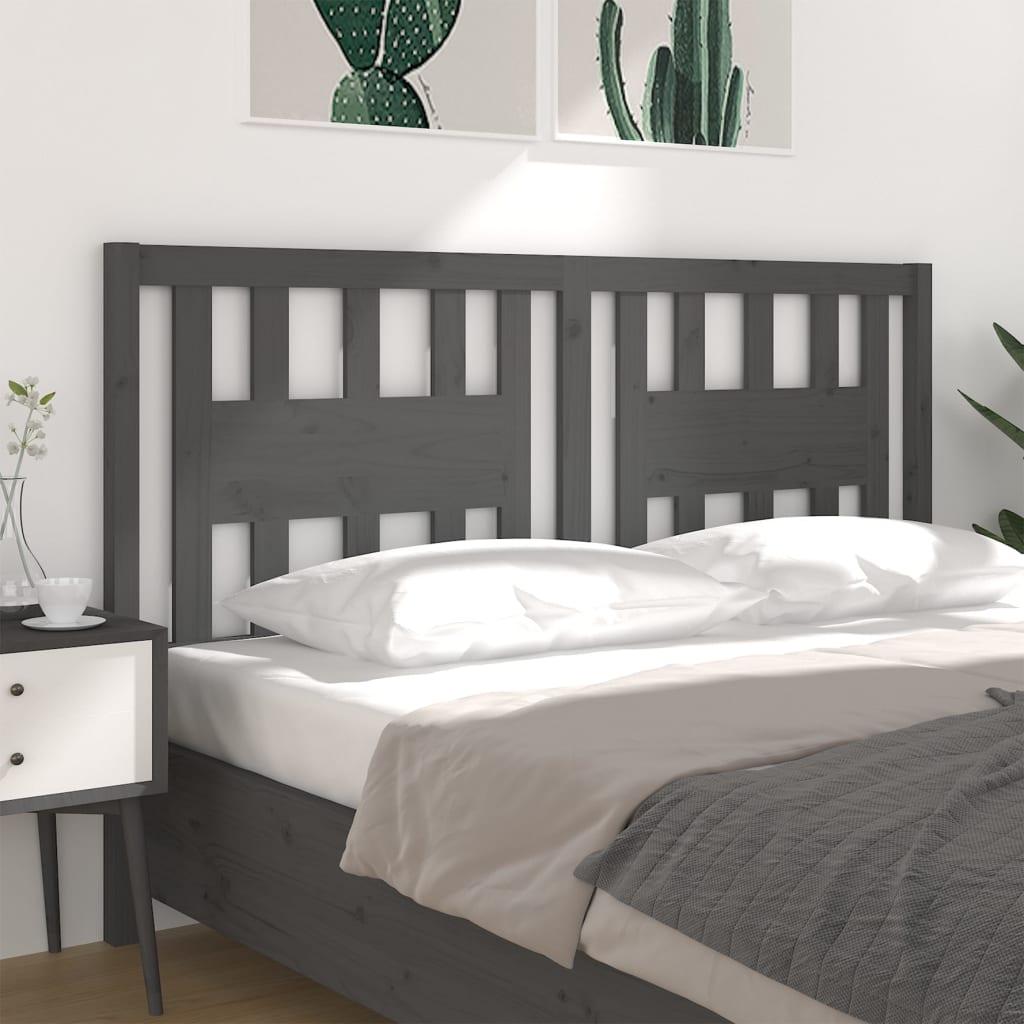 vidaXL Headboard Grey 166x4x100 cm Solid Wood Pine