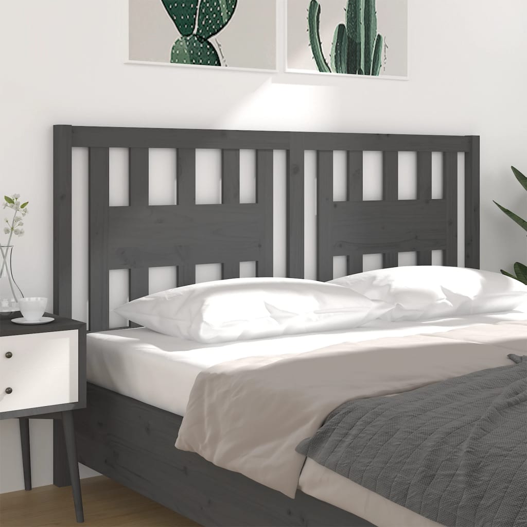 vidaXL Headboard Grey 186x4x100 cm Solid Wood Pine