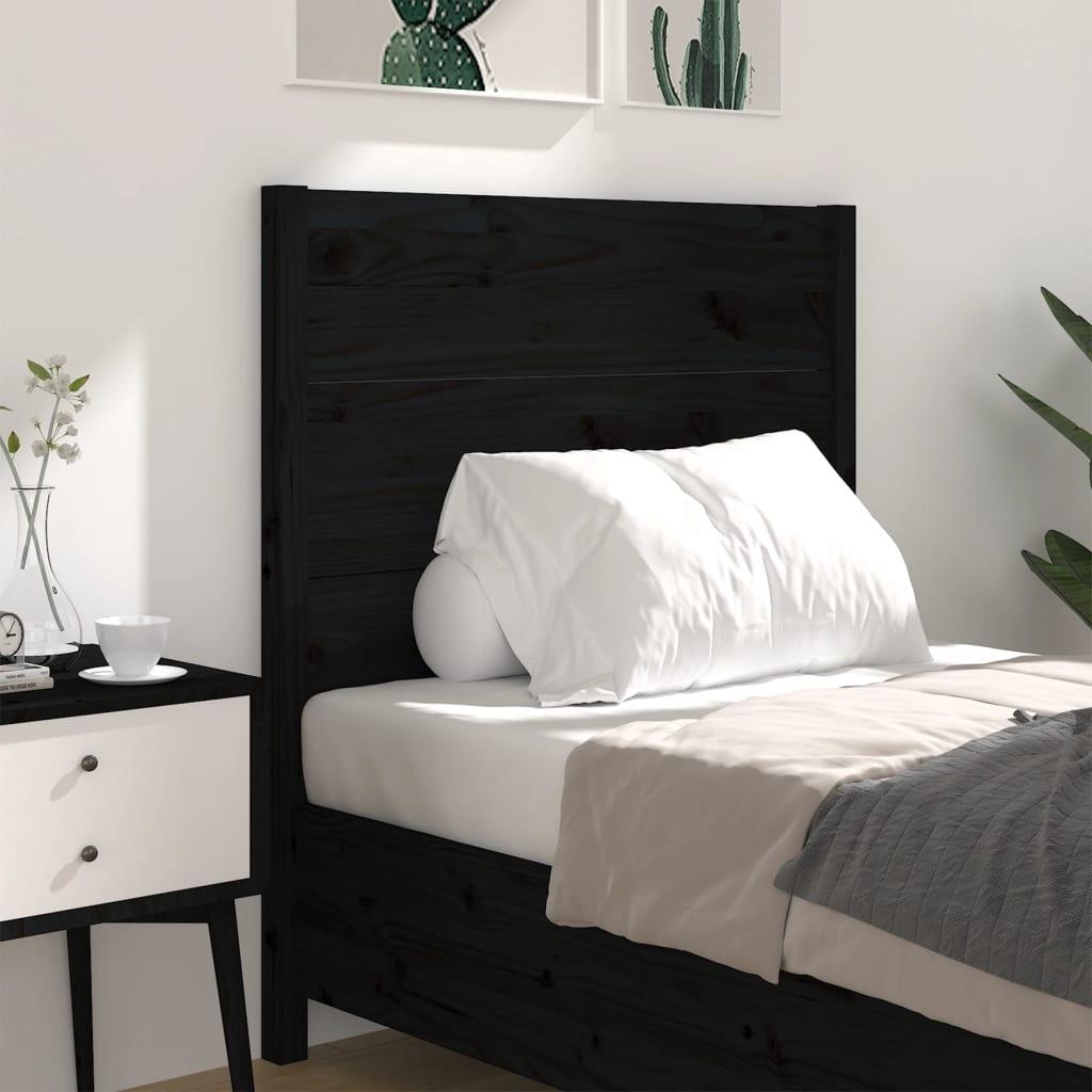 vidaXL Headboard Black 96x4x100 cm Solid Wood Pine
