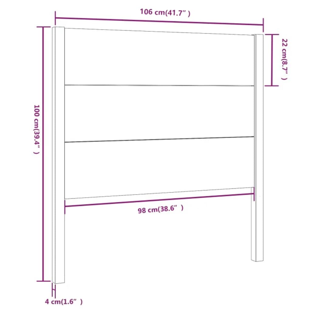 vidaXL Headboard 106x4x100 cm Solid Wood Pine