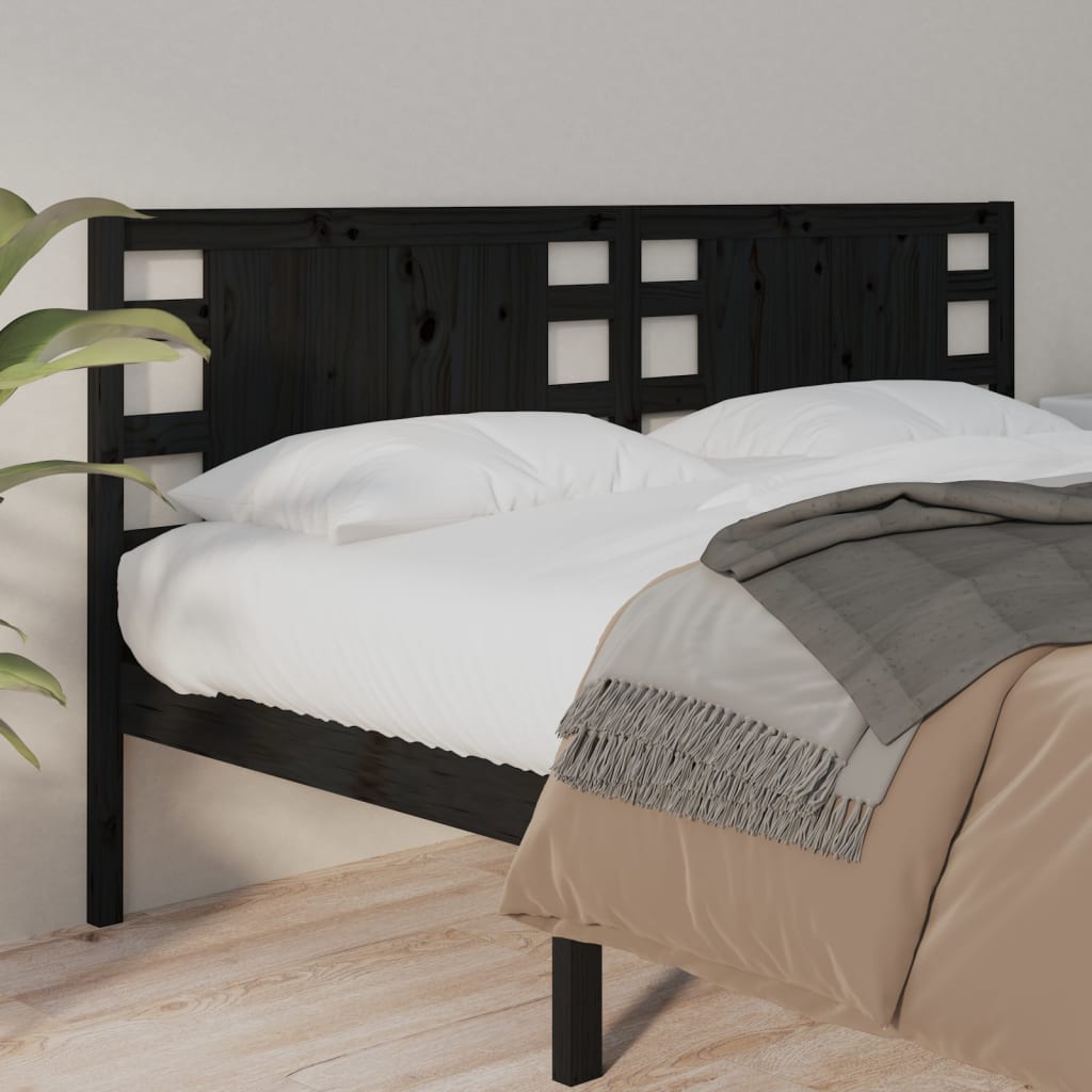 vidaXL Headboard Black 126x4x100 cm Solid Wood Pine