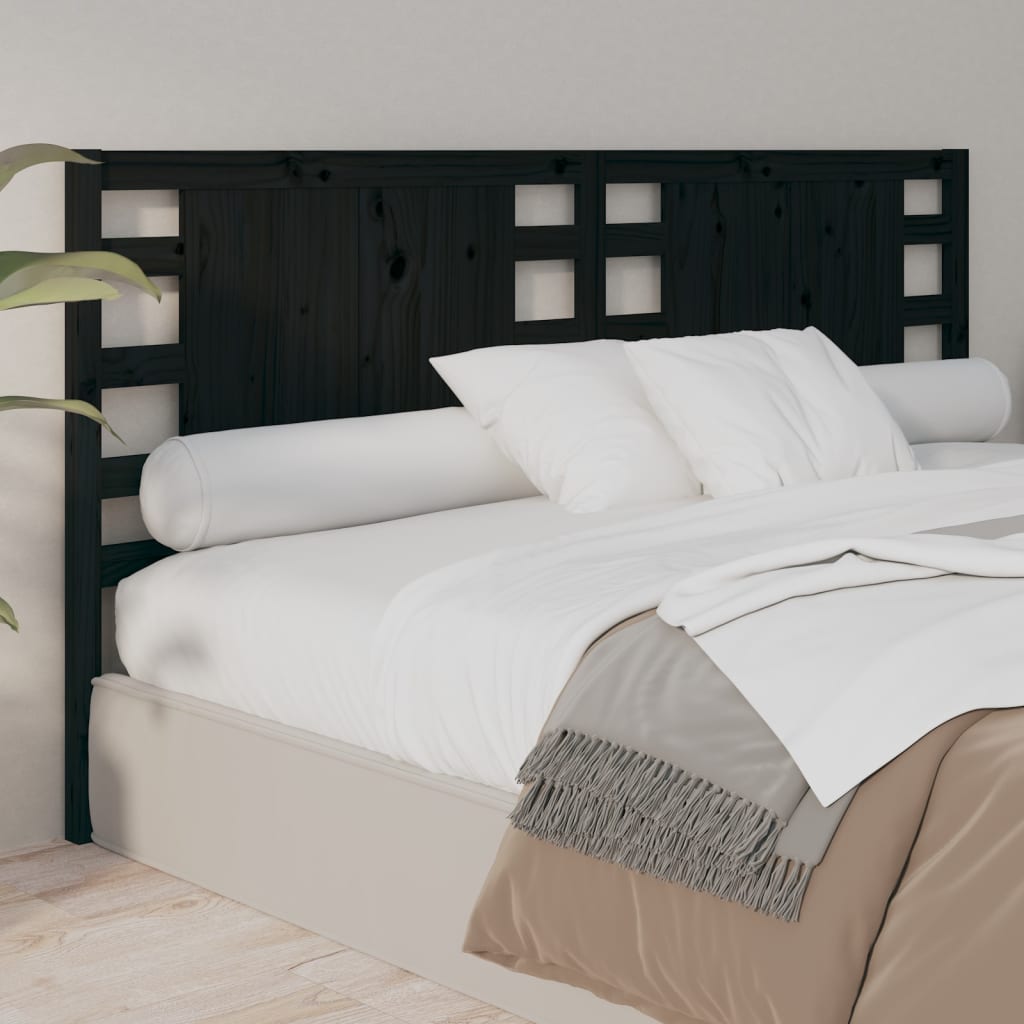 vidaXL Headboard Black 146x4x100 cm Solid Wood Pine