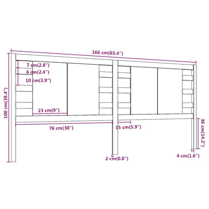vidaXL Headboard Grey 166x4x100 cm Solid Wood Pine