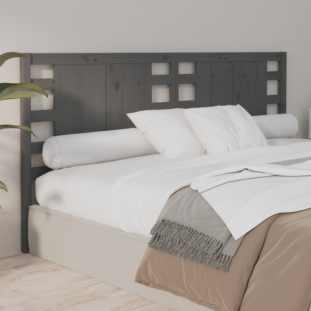 vidaXL Headboard Grey 206x4x100 cm Solid Wood Pine
