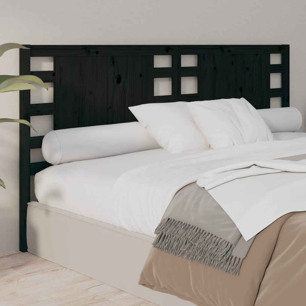 vidaXL Headboard Black 206x4x100 cm Solid Wood Pine