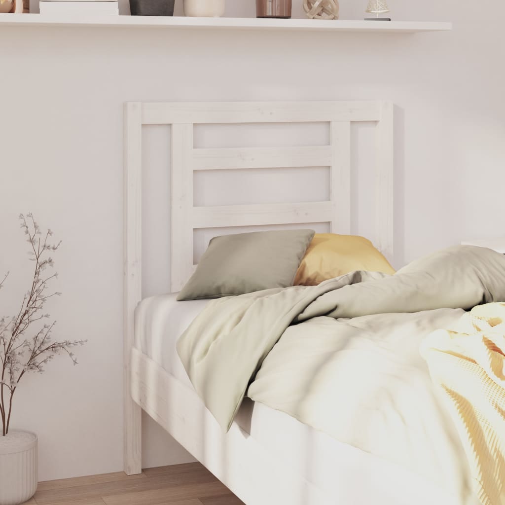 vidaXL Headboard | White | Solid pine wood | 100 cm Height, 81 cm Width