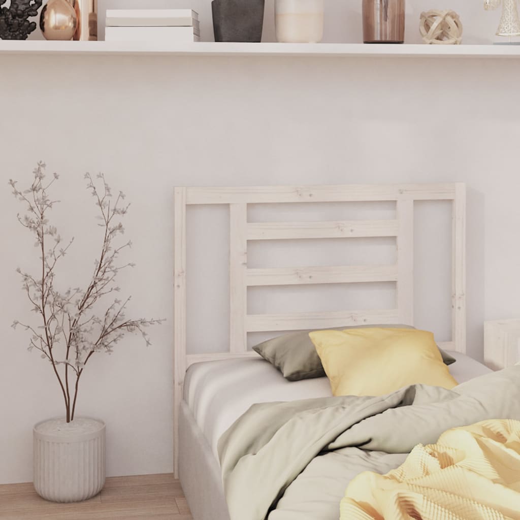 vidaXL Headboard | White | Solid pine wood | Decorative Inlays | Headboard