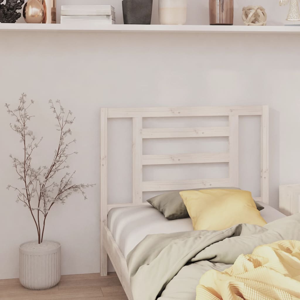 vidaXL Headboard | White | Solid pine wood | Decorative Inlays | Headboard