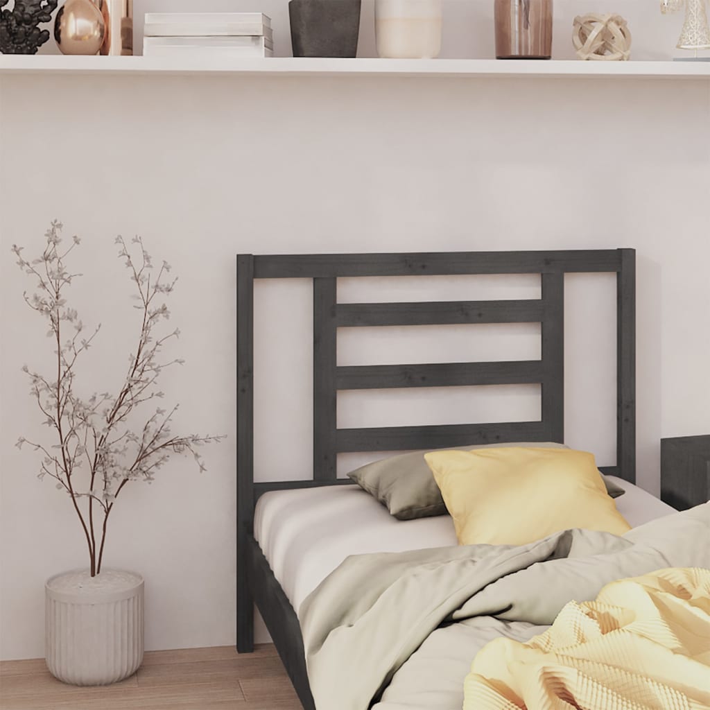 vidaXL Headboard | Grey | Solid pine wood | Standard Headboard Size