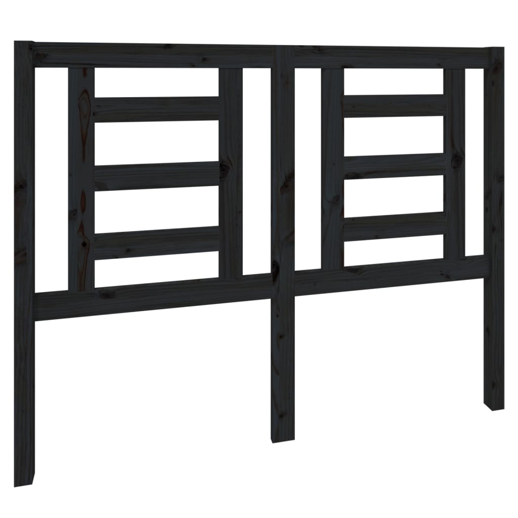 vidaXL Headboard | Black | Solid pine wood | 126 x 4 x 100 cm