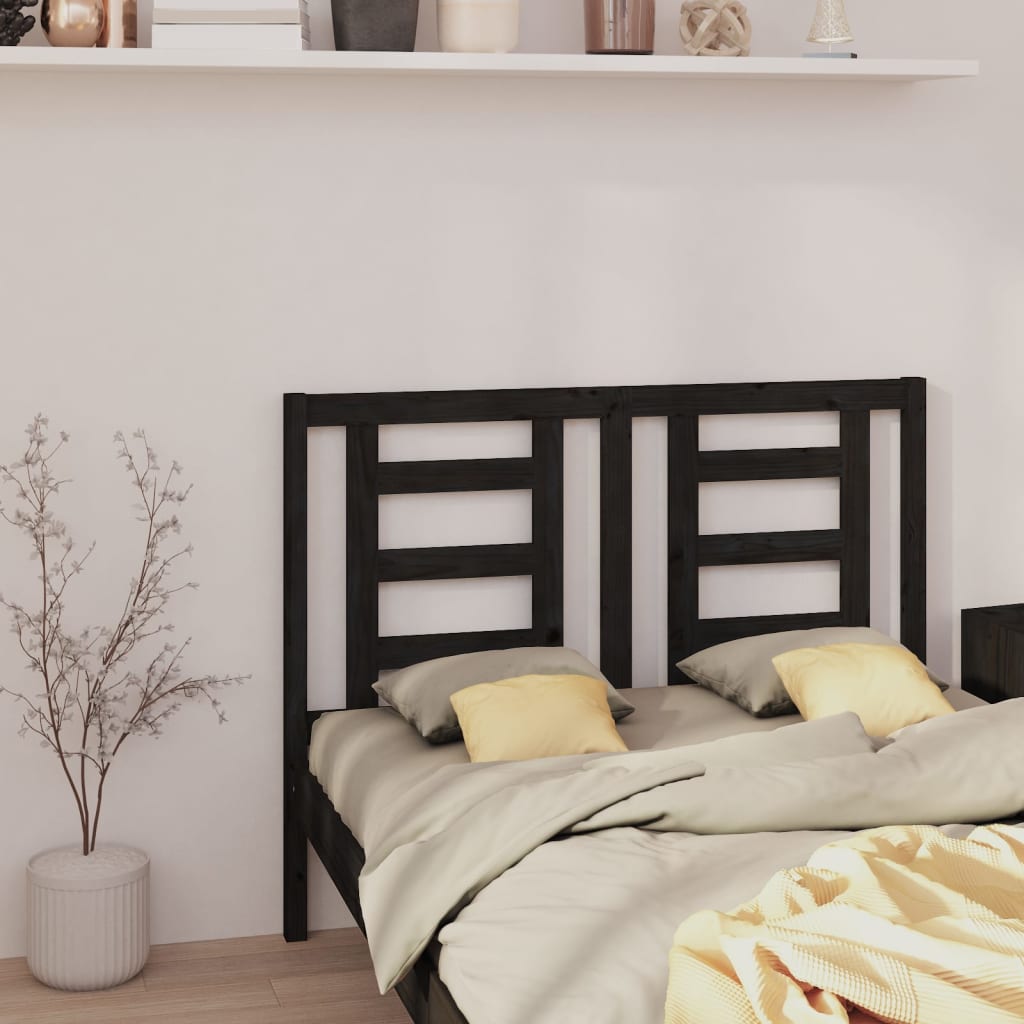 vidaXL Headboard | Black | Solid pine wood | 126 x 4 x 100 cm