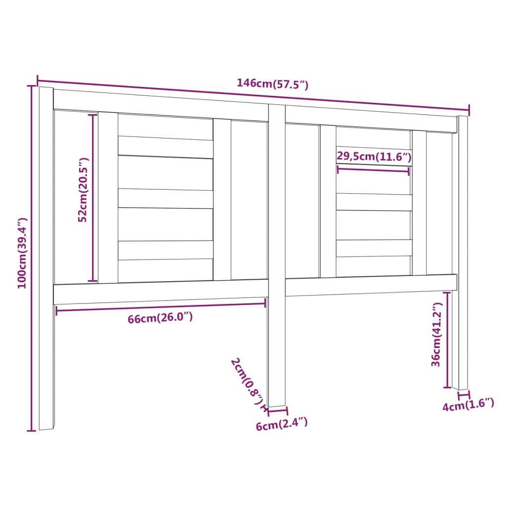 vidaXL Headboard | Grey | Solid pine wood | Standard | Bed Headboard