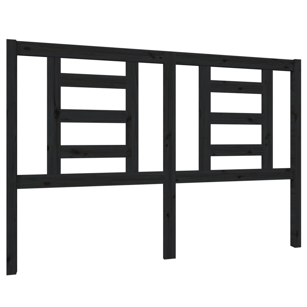 vidaXL Headboard | Black | Solid pine wood | 146 x 4 x 100 cm
