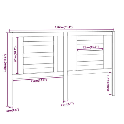 vidaXL Bed Headboard | Honey Brown | Solid Pine Wood | 156cm x 100cm