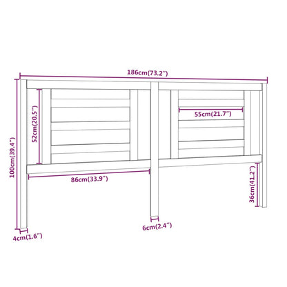 vidaXL Bed Headboard | Grey | Solid Pine Wood | 186 cm x 4 cm x 100 cm