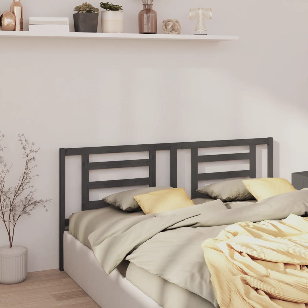 vidaXL Bed Headboard | Grey | Solid Pine Wood | 186 cm x 4 cm x 100 cm