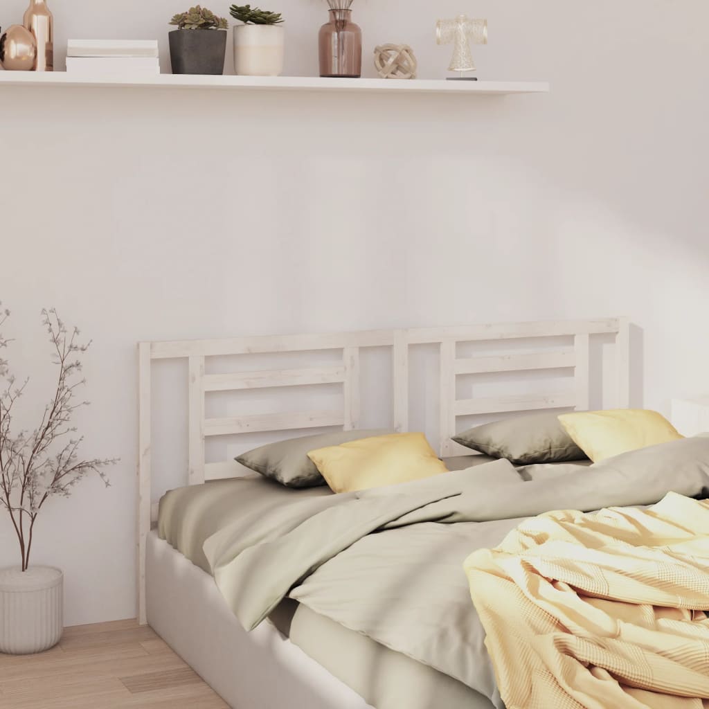 vidaXL Bed Headboard | White | Solid Pine Wood | 206x4x100 cm | Simple